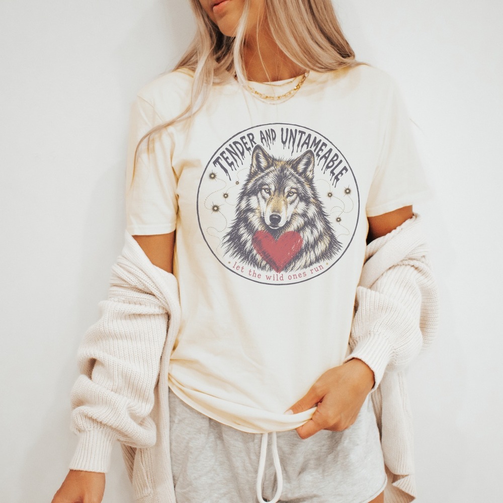 Wolf Heart Graphic Tee Wild and Untameable Nature Art Design